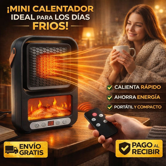 🔥 MINI CALENTADOR ELÉTRICO PORTÁTIL + CONTROL REMOTO + CALOR RÁPIDO Y SEGURO.